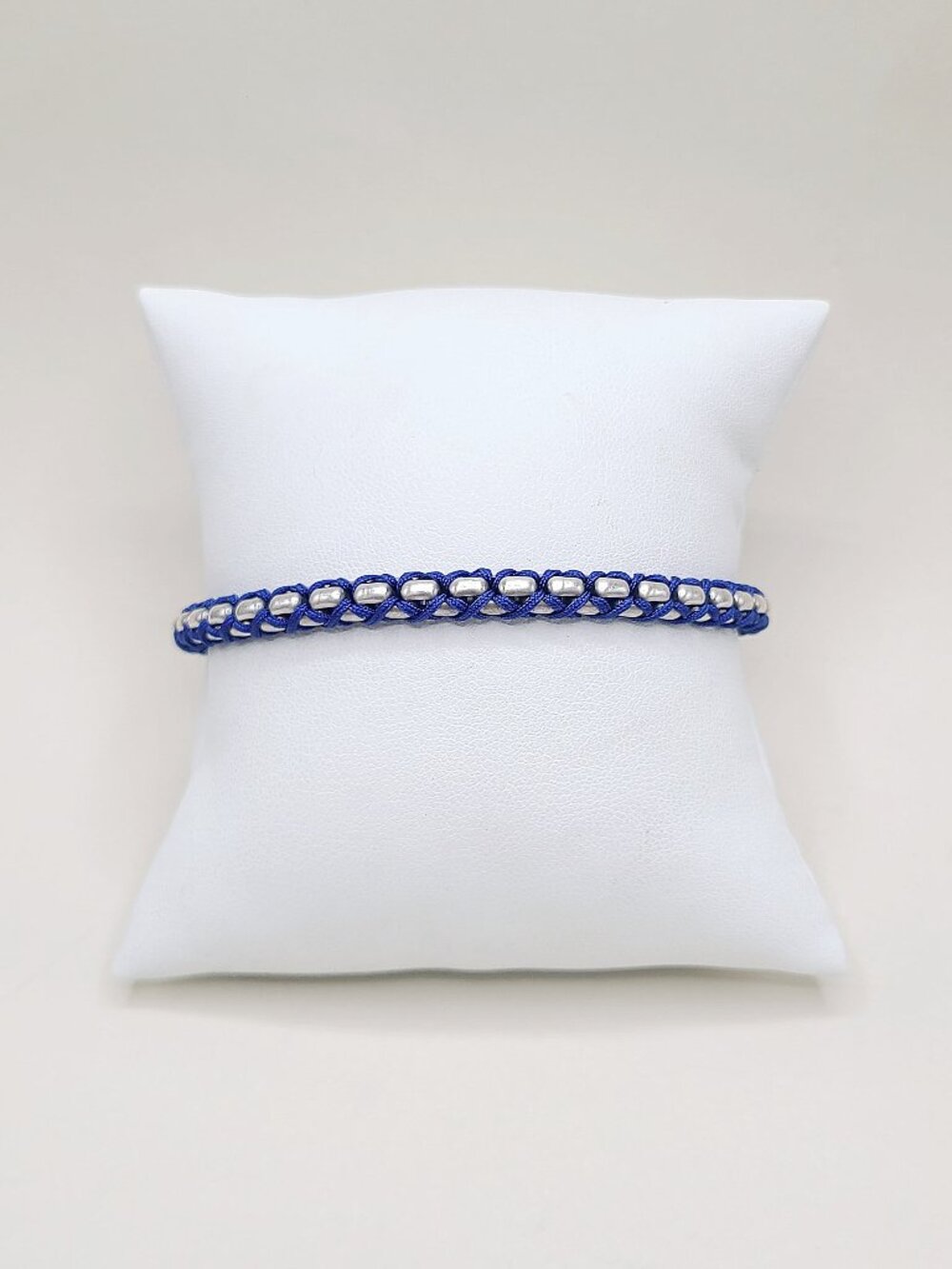 David Yurman Woven Box Chain Bracelet w/ Blue Cord - Size Medium - RARE